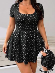 Solflare Plus Size Ditsy Floral Casual Jumpsuit, Suitable For Summer - Multicolor - View 4