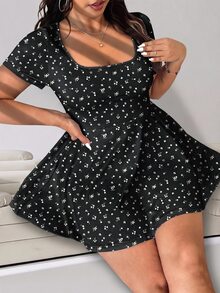 Solflare Plus Size Ditsy Floral Casual Jumpsuit, Suitable For Summer - Multicolor - View 5