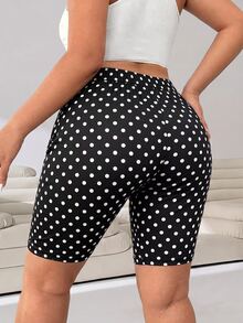 Solflare Black Plus Size Women's Fitted Polka Dot Base Layer Shorts - Black - View 3