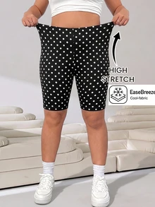 Solflare Black Plus Size Women's Fitted Polka Dot Base Layer Shorts - Black - View 2