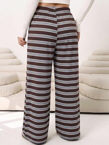 Solflare Plus Size Women Elegant Slim Fit Long Pants, Spring/Summer Fall - Brown - View 2