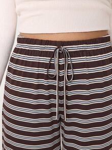 Solflare Plus Size Women Elegant Slim Fit Long Pants, Spring/Summer Fall - Brown - View 4