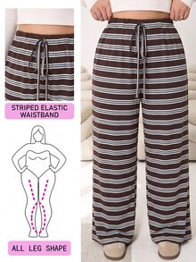 Solflare Plus Size Women Elegant Slim Fit Long Pants, Spring/Summer Fall - Brown - View 1