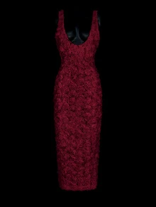 SHEIN ICON Form-Fitting Floral Jacquard Long Dress,Summer Dresses
Spring Clothes - Burgundy - View 1