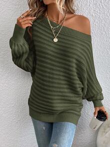 Rosumi Plus Size Casual Traditional Elegant Solid Color Batwing Sleeve Sweater, Autumn/Winter,2025 New Formal Dinner Office Army Green - Army Green - View 7