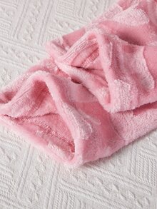 SHEIN 女童愛心提花毛絨長袖上衣與長褲休閒可愛仙女風兩件套家居服，簡約優雅面料，保暖柔軟，粉色秋季 - 粉色 - 查看 8