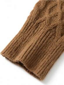 SHEIN Autumn/Winter Vintage Cable Knit Long Sleeve Raglan Sleeve Metal Button Knit Sweater For Women - Coffee Brown - View 6