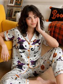 Chillnights Set Piyama Satin Digital Print PJS10 untuk Wanita - MultiWarna - View 1