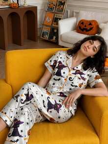 Chillnights Set Piyama Satin Digital Print PJS10 untuk Wanita - MultiWarna - View 11