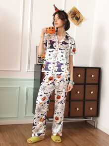 Chillnights Set Piyama Satin Digital Print PJS10 untuk Wanita - MultiWarna - View 6