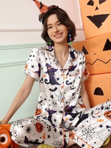 Chillnights Set Piyama Satin Digital Print PJS10 untuk Wanita - MultiWarna - View 7