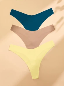 SHEIN 女款無縫低腰丁字褲 6件組 多件裝 舒適不顯痕內褲 適合日常穿著 - 彩色 - 查看 5