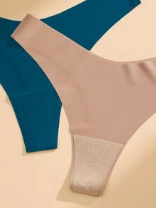 SHEIN 女款無縫低腰丁字褲 6件組 多件裝 舒適不顯痕內褲 適合日常穿著 - 彩色 - 查看 6