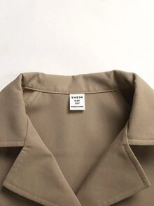 SHEIN 女童寬鬆休閒極簡舒適收腰優雅短版時尚外套，秋季/冬季開學季 - 杏色 - 查看 4