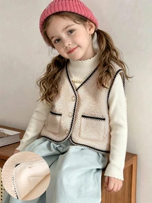 SHEIN معاطف طفلة صغيرة - لون مشمشي - مشاهدة 3