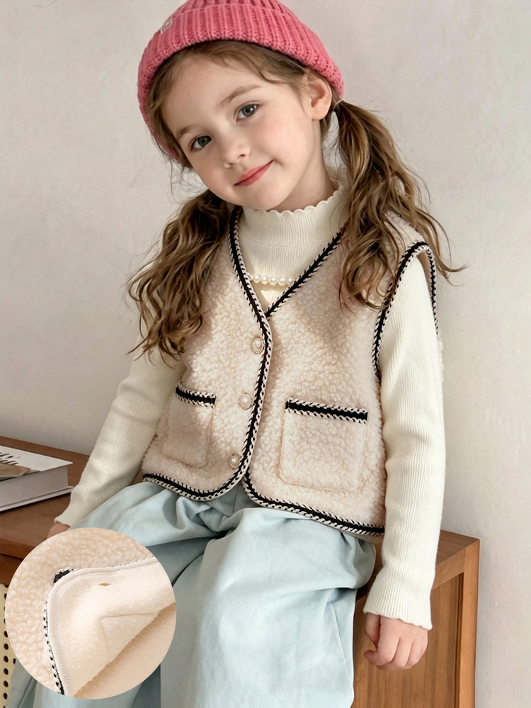 SHEIN Young Girls Coats - Apricot - View 3