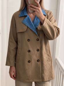 Yunfilé Jaket Trench Coat Wanita Model Baru Musim Gugur/Dingin - Khaki - View 7