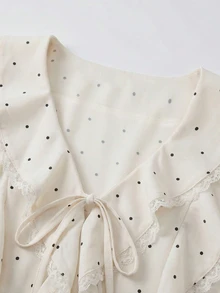 SHEIN LUNE CURVE New Large-Sized Woven Polka Dot Blouse, Elegant And Simple Style, Fashionable Summer Women's Shirt, Work Shirt - Apricot - View 4