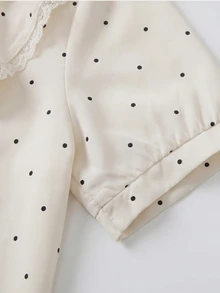 SHEIN LUNE CURVE New Large-Sized Woven Polka Dot Blouse, Elegant And Simple Style, Fashionable Summer Women's Shirt, Work Shirt - Apricot - View 3