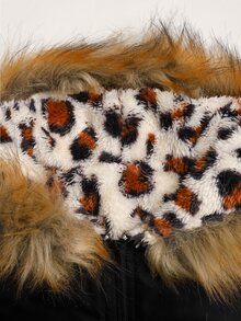 SHEIN Tween Girl Fuzzy Trim Kids Hooded Winter Coat - Multicolor - View 9