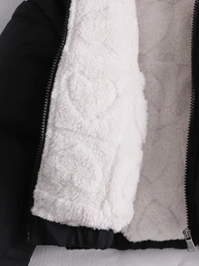 SHEIN Tween Girls Winter Coats - Black - View 8