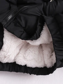 SHEIN Tween Girls Winter Coats - Black - View 6
