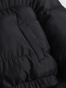 SHEIN Tween Girls Winter Coats - Black - View 7
