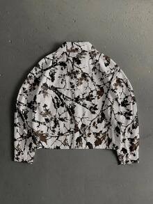 Manfinity ZONE917 American Vintage Boxy Loose Fit Fashion Dry Branch Label Print Tag Size Long Sleeve Cropped Shirt - Multicolor - View 5