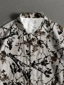 Manfinity ZONE917 American Vintage Boxy Loose Fit Fashion Dry Branch Label Print Tag Size Long Sleeve Cropped Shirt - Multicolor - View 2