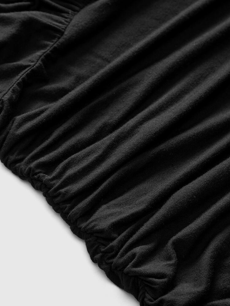ROMWE Goth Camisola larga sexy de talla grande con encaje de mariposa, patchwork minimalista y versátil - Negro - Añade 5