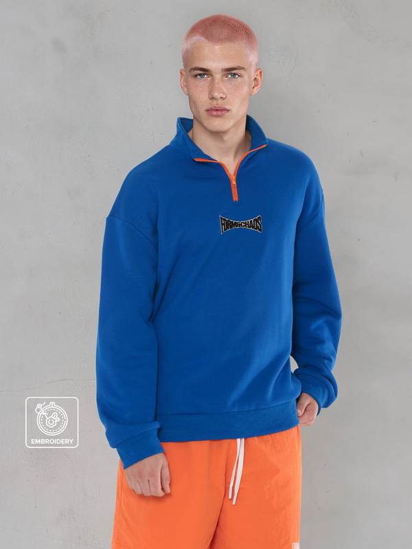 FORM&CHAOS Men's Colorblock Zip-Up Loose Long Sleeve Sweatshirt