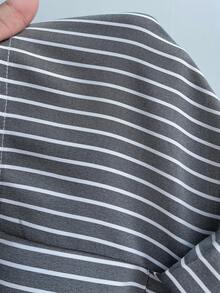 Maweii Plus Size Casual Commuter Striped Wrap Shirt Fall Cloth For Women - Grey - View 7