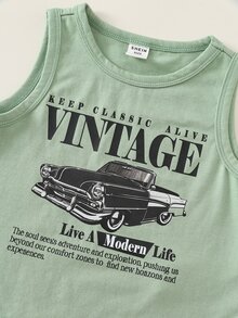 SHEIN 4pcs/Set Baby Boy Summer Casual Street Fashion Retro Printed Knit Tank Top, Versatile Multicolor All-Match Vest, Racing Car Graphic Tee - Multicolor - View 6