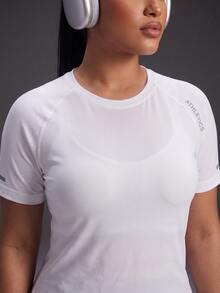 Powerista Women's Plus Size Letter Print Raglan Short Sleeve Sports T-Shirt 2-Piece Set Black And White Breathable Workout Running Fitness Going Out - Black and White - View 6