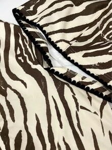 Lalippa 女款棕色斑馬紋長袖連帽衛衣，秋季新款上衣，校園休閒穿搭，送給朋友的禮物 - 彩色 - 查看 4