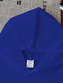 SHEIN 2 件套年轻男孩字母印花休闲运动连帽衫和运动裤套装，适合秋冬季 - 藍色 - 查看 5
