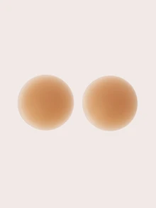 SHEIN 隱形乳貼，親膚自黏可重複使用矽膠胸貼，適合女性穿無肩帶、露背、深V洋裝，夏季婚禮派對使用 - 杏色 - 查看 5