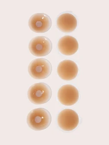 SHEIN 隱形乳貼，親膚自黏可重複使用矽膠胸貼，適合女性穿無肩帶、露背、深V洋裝，夏季婚禮派對使用 - 杏色 - 查看 7