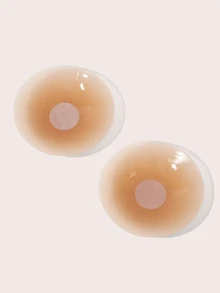 SHEIN 隱形乳貼，親膚自黏可重複使用矽膠胸貼，適合女性穿無肩帶、露背、深V洋裝，夏季婚禮派對使用 - 杏色 - 查看 6