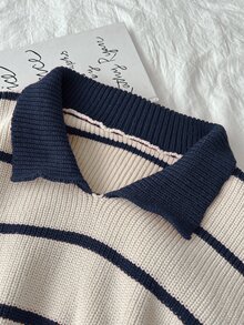 Flirla Women's Colorblock Striped Turtleneck Knit Sweater, Autumn/Winter Knit Pullover Fall - Multicolor - View 4