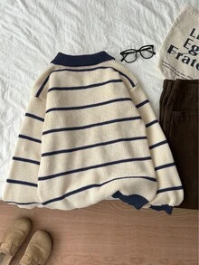 Flirla Women's Colorblock Striped Turtleneck Knit Sweater, Autumn/Winter Knit Pullover Fall - Multicolor - View 2