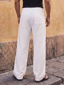 HIMLAND Men Solid Slant Pocket Suit Pants - White - View 2