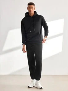 Driftmere Men Casual Versatile Hoodie & Drawstring Waist Sweatpants Set, Fall/Winter Clothes - Multicolor - View 9