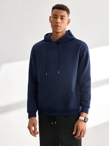 Driftmere Men Casual Versatile Hoodie & Drawstring Waist Sweatpants Set, Fall/Winter Clothes - Multicolor - View 3