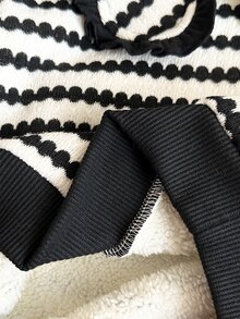 SHEIN 女嬰針織條紋彼得潘領休閒衛衣與純色修身喇叭褲2件套，秋季服飾，長袖，幼兒女童 - 彩色 - 查看 6