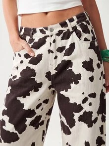 SHEIN CURVE+ 大尺碼女款牛紋寬腿寬鬆休閒傳統 80 年代牛仔褲，適合正式場合、時裝週、海灘，白色夏季款 - 白色 - 查看 2
