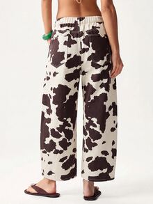 SHEIN CURVE+ 大尺碼女款牛紋寬腿寬鬆休閒傳統 80 年代牛仔褲，適合正式場合、時裝週、海灘，白色夏季款 - 白色 - 查看 3