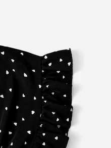 SHEIN Franclia Allover Heart Print Bow Side Blouse - Black - View 5