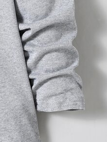 SHEIN Tween Boys Round Neck Button Decor Minimalist Long Sleeve Spring/Autumn T-Shirt - Grey - View 6