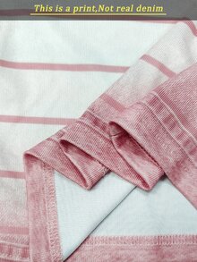 Franclia 休閒熱帶夏季女款淺粉色灰粉色圓領背心與抽繩腰短褲牛仔效果套裝 度假風 - 彩色 - 查看 3